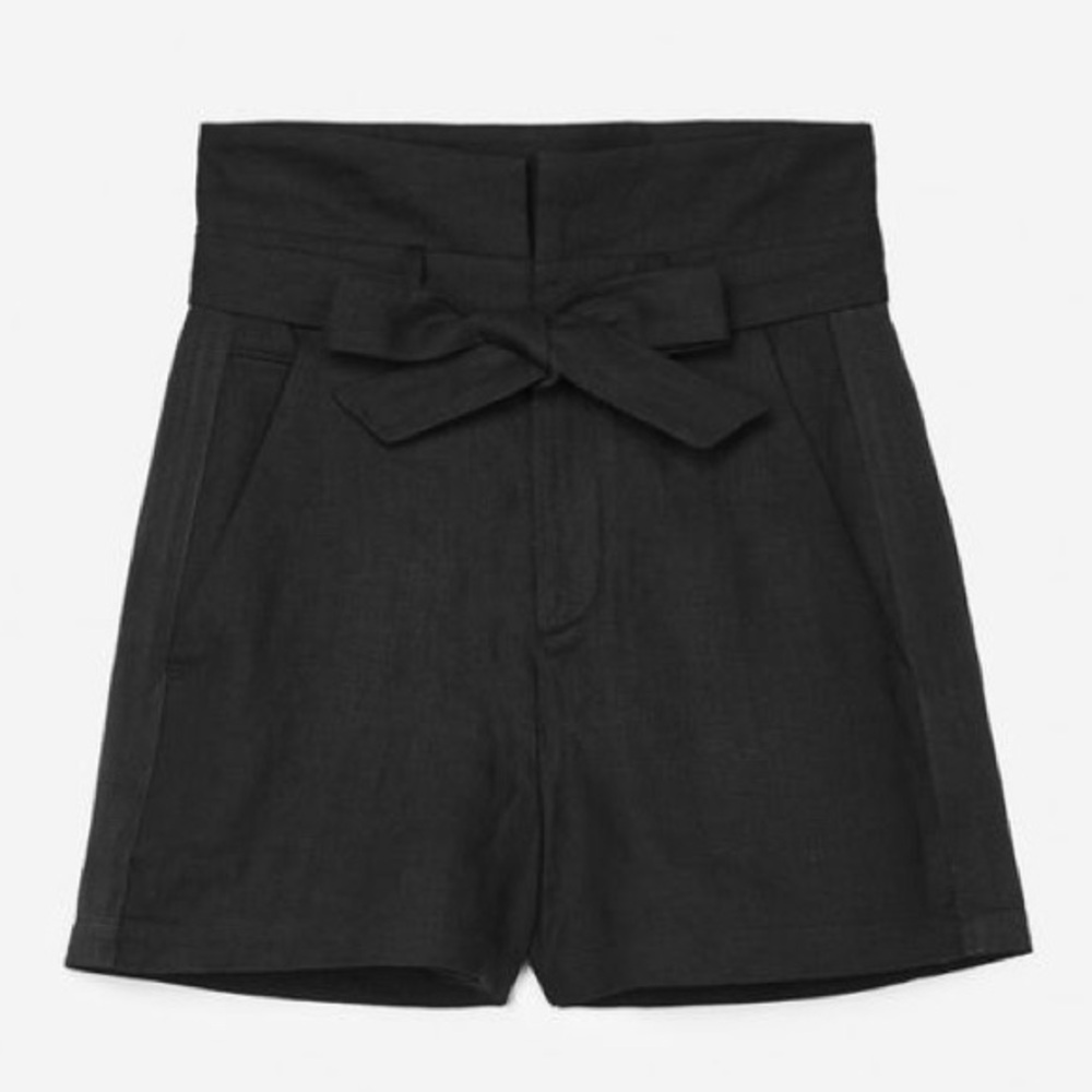 The Kooples Women's Black High-Waisted Linen Shorts